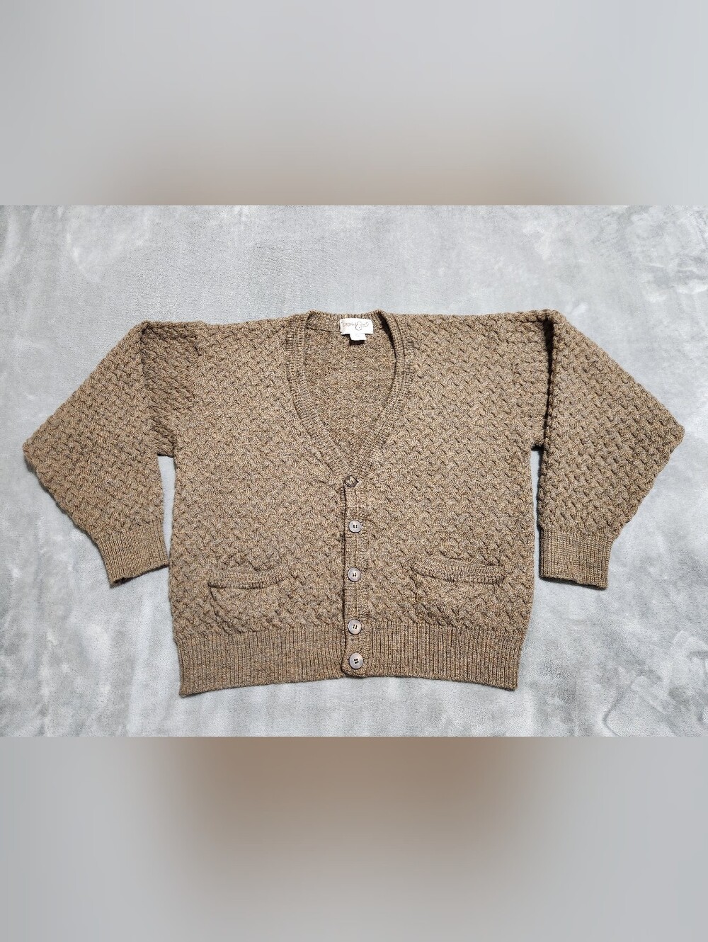 G.B. Harb & Son Wool Brown Cable Knit Cardigan M